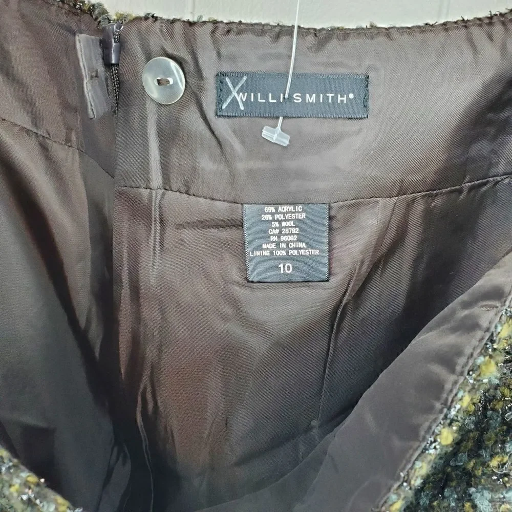Willi Smith wool plaid shimmer skirt 10